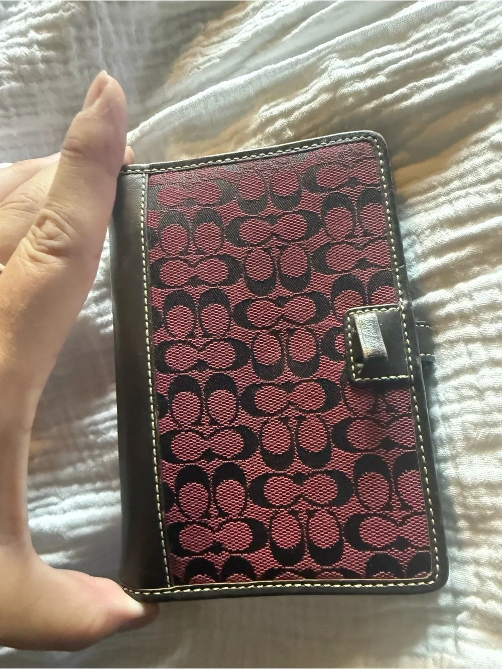 Coach Black & Burgundy Signature Organizer Wallet